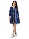 Navy Blue Fancy Feminine Striped Dress