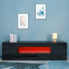 Living Room Furniture Modern Black Electric Fireplace TV Stand with Insert Fireplace;  without Remote and Timer