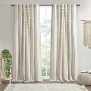 Cotton Printed Curtain Panel with Chenille Stripe and Lining |