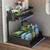 Double Sliding Metal Under Sink Organizer L Shape