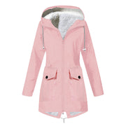 Autumn and winter new women's plus velvet jacket outdoor mountaineering clothes hooded jacket waterproof coat
